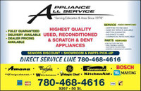 Appliance Parts and Service Professionals SERVICE - SALES-  PARTS  - 9267 - 50 STREET NW T6B3B, Edmonton  (780)468-4616