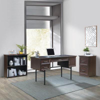 Charlton Home Aurelina Executive Desk with Built in Outlets