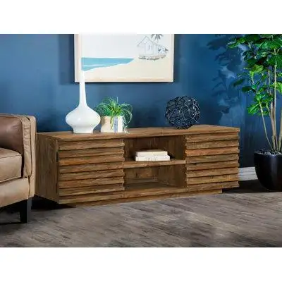 Millwood Pines Caleesi 57.6" W Solid Wood Media Console in Natural