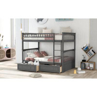 Harriet Bee "full Over Full Bunk Bed With Drawers, Convertible, Gray Finish" (old Sku: Sm000241aae-1)