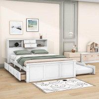 Red Barrel Studio Full 5 Drawers Wood Pltaform Bed with Twin Size Trundle