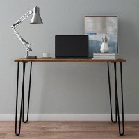 Williston Forge Rankin Desk with Hairpin Legs - Modern Industrial Style - Woodgrain-Look and Steel Accent
