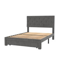 Winston Porter Amilia Full Size Storage Bed Velvet Upholstered Platform Bed With A Big Drawer
