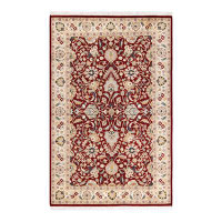 The Twillery Co. Hayner One-of-a-Kind Hand-Knotted New Age 4' x 6'1" Wool Area Rug in Ivory/Red