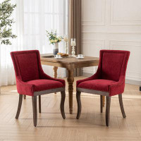 World Menagerie A&A Furniture Ultra Side Dining Chairs | Set Of 2 | Thickened Fabric | Solid Wood Legs | Bronze Nail Hea