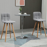 MODERN BAR STOOLS SET OF 2, 38 UPHOLSTERED KITCHEN ISLAND STOOL WITH SOLID WOOD LEGS