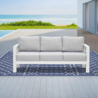 Latitude Run® White Aluminum Comfortable Triple 3 Seater Sofa Lounge Couch Furniture For Lounge