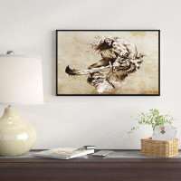 East Urban Home 'Warrior Fighting Tattoo Art' Framed Print on Wrapped Canvas
