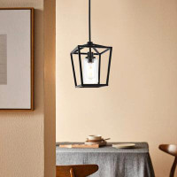 Gracie Oaks Farmhouse Black Pendant Light With Clear Glass Shade For Kitchen Island Industrial Hanging Lantern Fixture M
