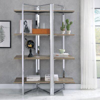 17 Stories Melly 72'' H x 47'' W Iron Geometric Bookcase