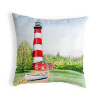 Betsy Drake Interiors Chincoteague Lighthouse VA Indoor/Outdoor Throw Pillow