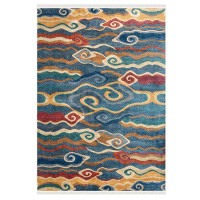 Rugpera Kaydence Blue Color Abstract Design Carpet Machine Woven Polyester & Cotton Yarn Area Rugm