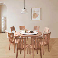 GOLDEN ZOOS Nordic Ash Wood Dining Table And Chair Combination Homestay Apartment Log Style Restaurant Dining Round Tabl