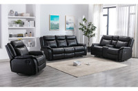 Summer Sale!! Handsomely designed, black Leather Aire Recliner Sofa Starts at $1499.00