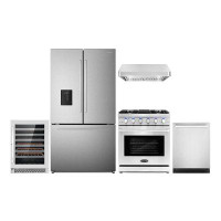 Cosmo 5 Piece Kitchen Package With 30" Freestanding Gas Range 30" Under Cabinet 24" Built-in Fully Integrated Dishwasher