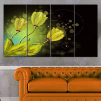 Design Art 'Golden Flowers Greeting Card' 4 Piece Graphic Art on Wrapped Canvas Set