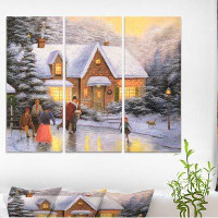 East Urban Home 'The Ice Skating on the Pond' Oil Painting Print Multi-Piece Image on Wrapped Canvas
