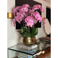 CFA Design Group Roberi Orchid Stems Planter With Light Pink Orchids