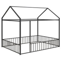 GZMWON Metal Bed House Bed Frame With Fence