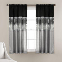 Everly Quinn Night Sky Window Curtain Panel Single Black/White 42X63