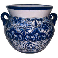 Bungalow Rose Indoors/Outdoors Handmade Medium-Sized Zacan Mexican Colours Talavera Ceramic Garden Pot