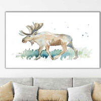 Millwood Pines Watercolor Moose by Lanie Loreth - Print on Canvas