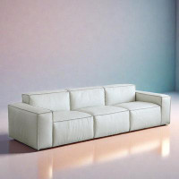 HOUZE 110.24" Genuine Leather Modular Sofa cushion couch