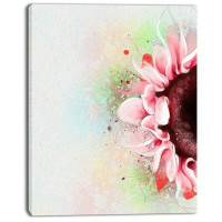 Design Art 'Beautiful Pink Sunflower Watercolor' Graphic Art Print on Wrapped Canvas