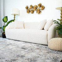 Latitude Run® Lorel Mid Century Modern Ivory Boucle Sofa