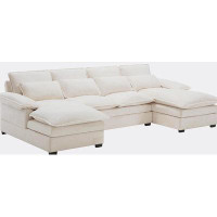 Latitude Run® U Shaped Modular Sectional Sofa Couch, 6 Deap Seats Corne with 4 waist poillows