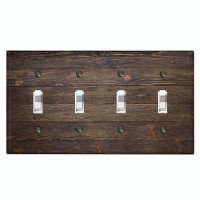 WorldAcc Brown Fence Nature Themed 4 - Gang Wall Plate