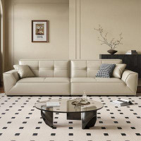 Crafts Design Trade 102.36" Creamy White Genuine Leather Modular Sofa cushion couch