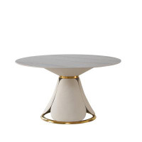 Everly Quinn 53 Inch Modern Sintered Stone Round Dining Table