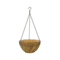Wildon Home® Wildon Home® Metal Hanging Basket With Coco Liner, Bird Theme, Black 14"
