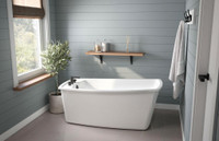 Caruso Freestanding 61x32 High-Gloss Acrylic Bathtub w Ultra-Deep Bathing Well  With End Drain  TNQ