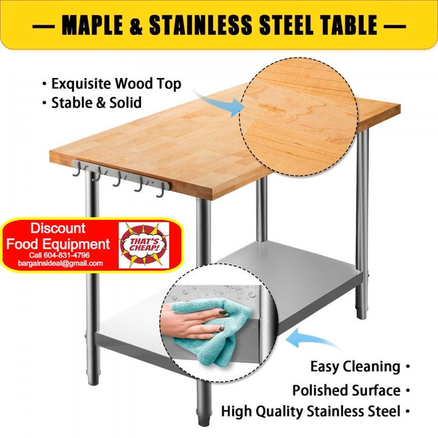 Mapletop work tables - 3 sizes to choose from - brand new - we ship in Industrial Kitchen Supplies - Image 2