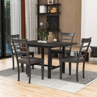 Red Barrel Studio Cara 5-Piece Wood Extendable Dining Table Set with Drop Leaf and 4 Chairs for Small Places