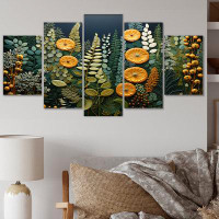 August Grove Yellow Ferns Plant Forest Tapestry - Floral Metal Art Print Set