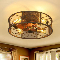 17 Stories Siete 19.6'' - Caged Ceiling Fan with Remote Control