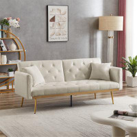 Mercer41 Convertible Sofa Bed, Loveseat Couch with 2 Pillow