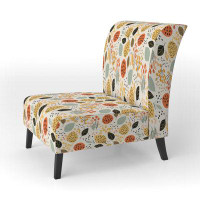 Red Barrel Studio Soft Color Leaves Tropical Pattern - Upholstered Tropical Accent Chair