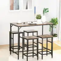 17 Stories 5-Piece Industrial Dining Table Set, Bar Table & 4 Stools Set