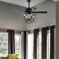 Brayden Studio Crystal Chandelier Fan With Lights And Remote Control