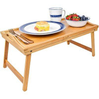 Kozy Kitchen Breakfast-In-Bed Gift Set Large Organic Bamboo Folding Serving Tray, Laptop Desk, Bed Table, Lap Desk| 100%
