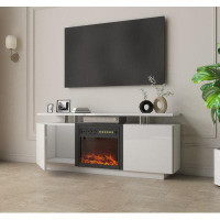 Brayden Studio CM high gloss TV Sideboard tv unit with fireplace