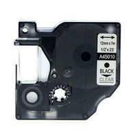 Weekly Promo!  Dymo D1 45010 12mm (0.5 Inch) Black on Clear Compatible Label Tape