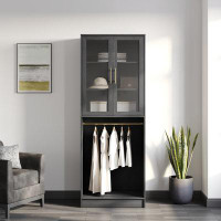 Scott Living Robin 30" Wardrobe Closet with 2 Door Cabinet with 2 shelves and Clothes Rod Closet System