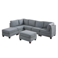 Hokku Designs Hague 7-piece Modular Sectional With Chaise In Grey Fabric