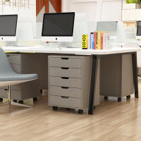 Latitude Run® The Filing Cabinet Has Five Drawers, A Small Rolling Filing Cabinet, A Printer Rack, An Office Locker, And