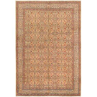 Isabelline One-of-a-Kind Kanyla Hand-Knotted 1980s Keisari Tan/Red 6'7" x 9'6" Wool Area Rug